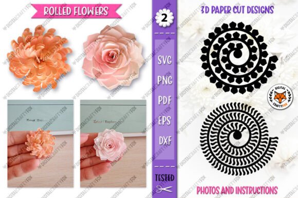 Download 3D Flower Paper Cut, Rolled Flower SVG - Flower paper cut Collection