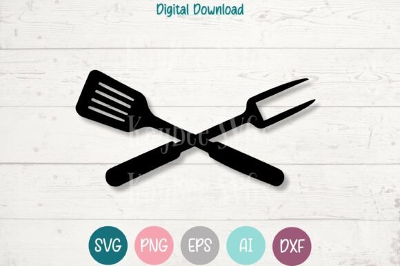 Download Crossed BBQ Tools SVG - Spatula and Fork - Premium Resources