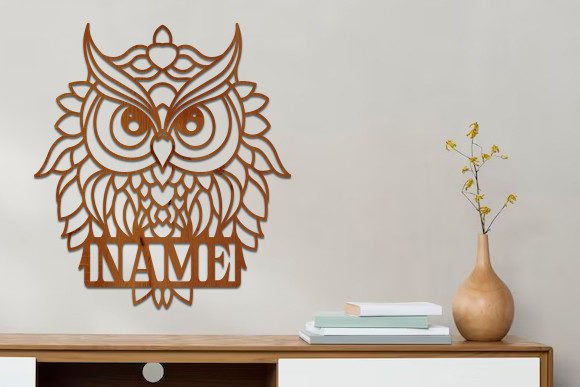 Download Owl Laser Cutting Wooden Name Sign Svg - Wooden name Collection