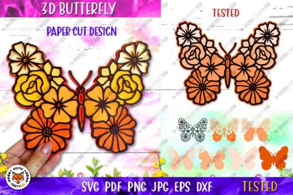 Download 3D Butterfly Flower Paper Cut SVG - Flower paper cut Collection