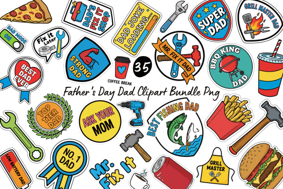 Download 35 Father's Day Dad Clipart Bundle PNG - Premium Bundle